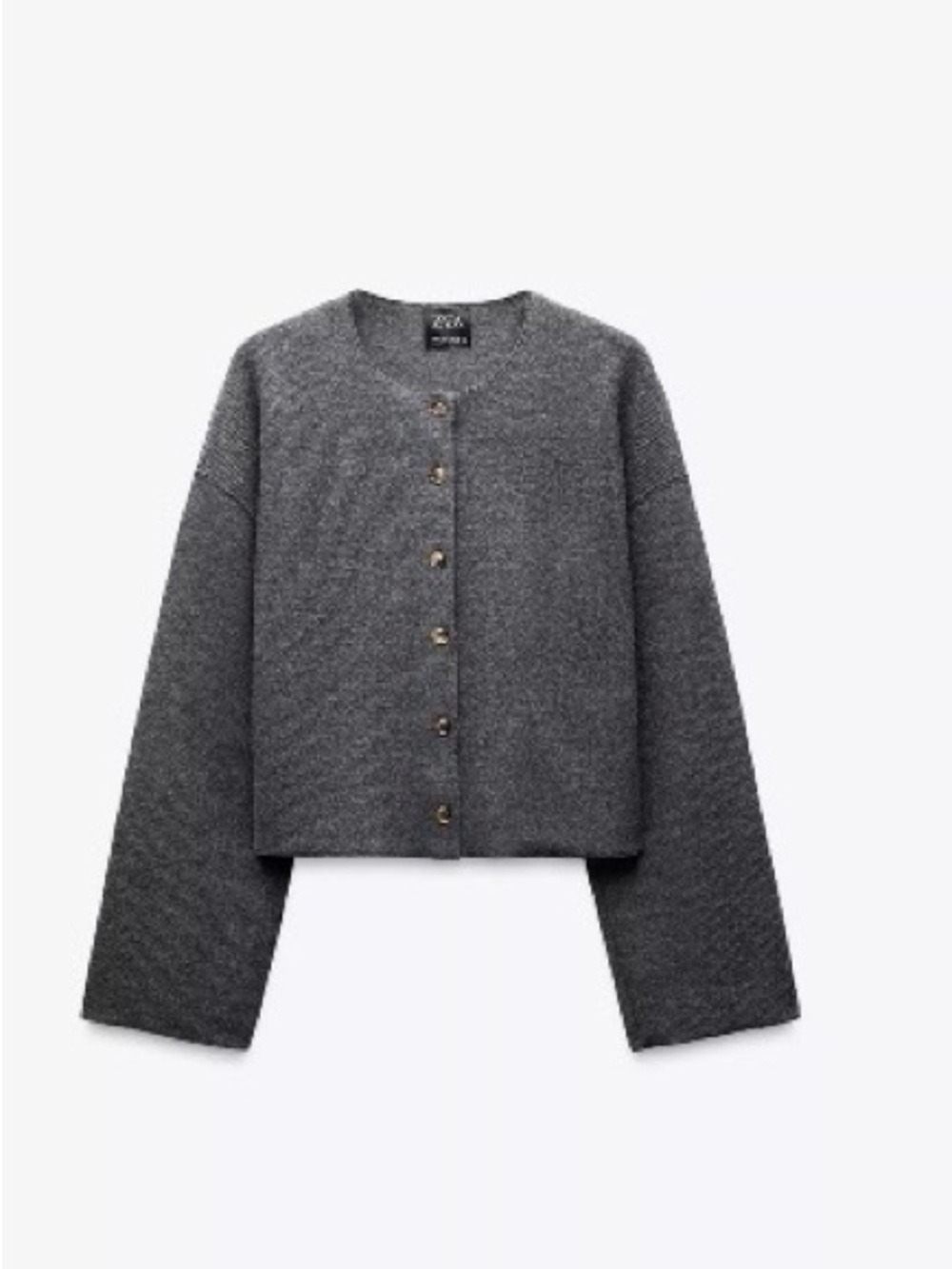 Zara Dark Gray Cropped Button-Up Cardigan